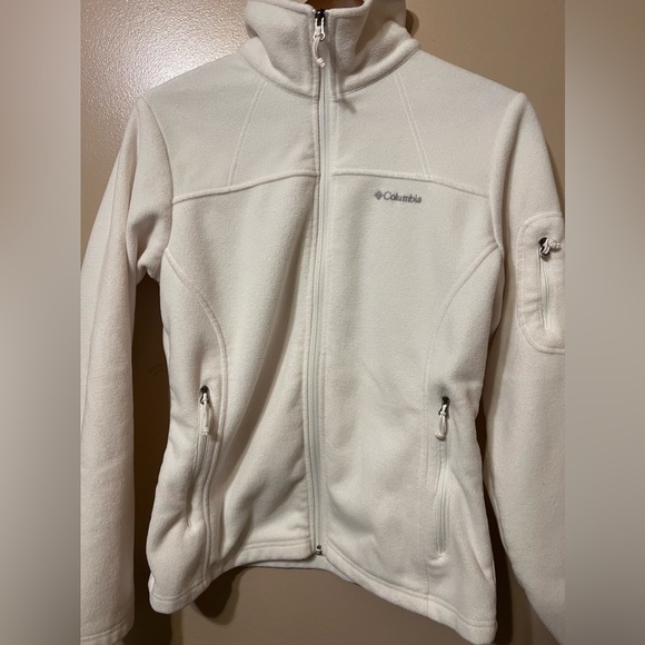 Cream white Columbia zip fleece comfy jacket size medium - Picture 4 of 8